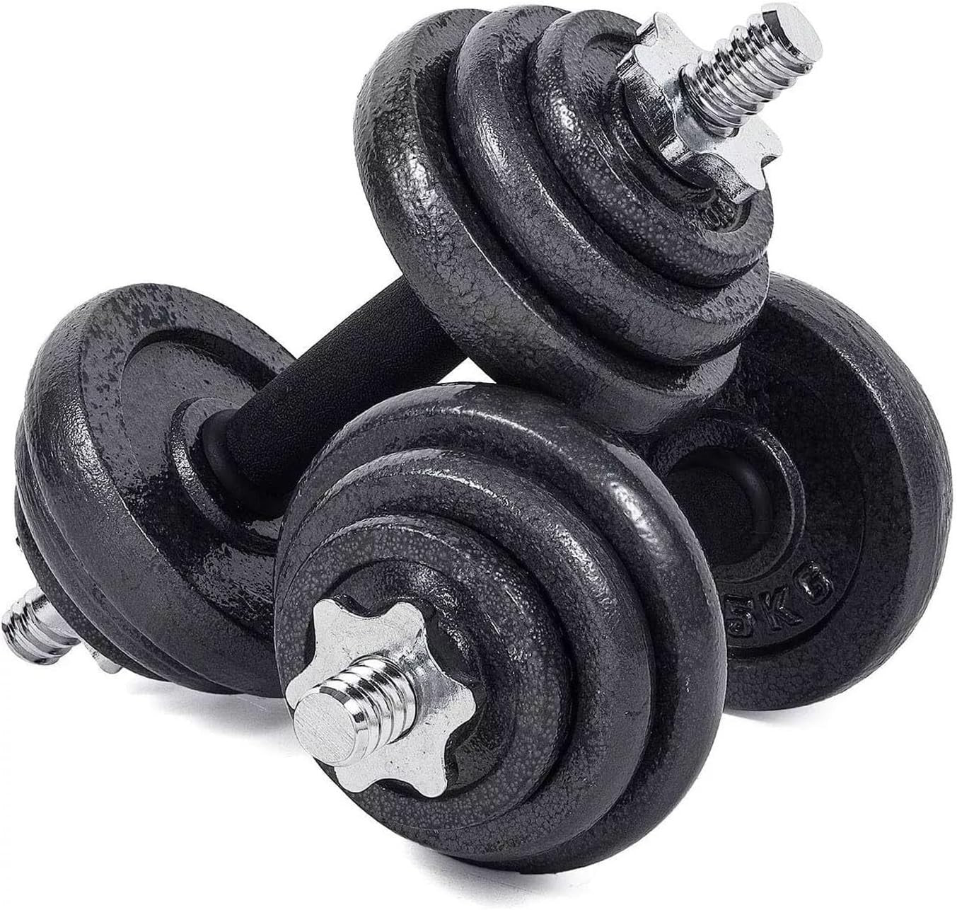 20kg Cast Iron Adjustable Dumbbell Set Non Slip Home Gym Strength Weights
