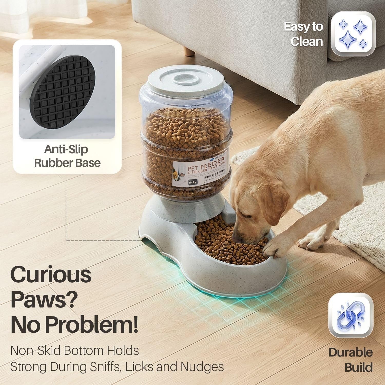 Gravity Pet Feeder 3 Gallon Auto Food Dispenser for Dogs Cats Large