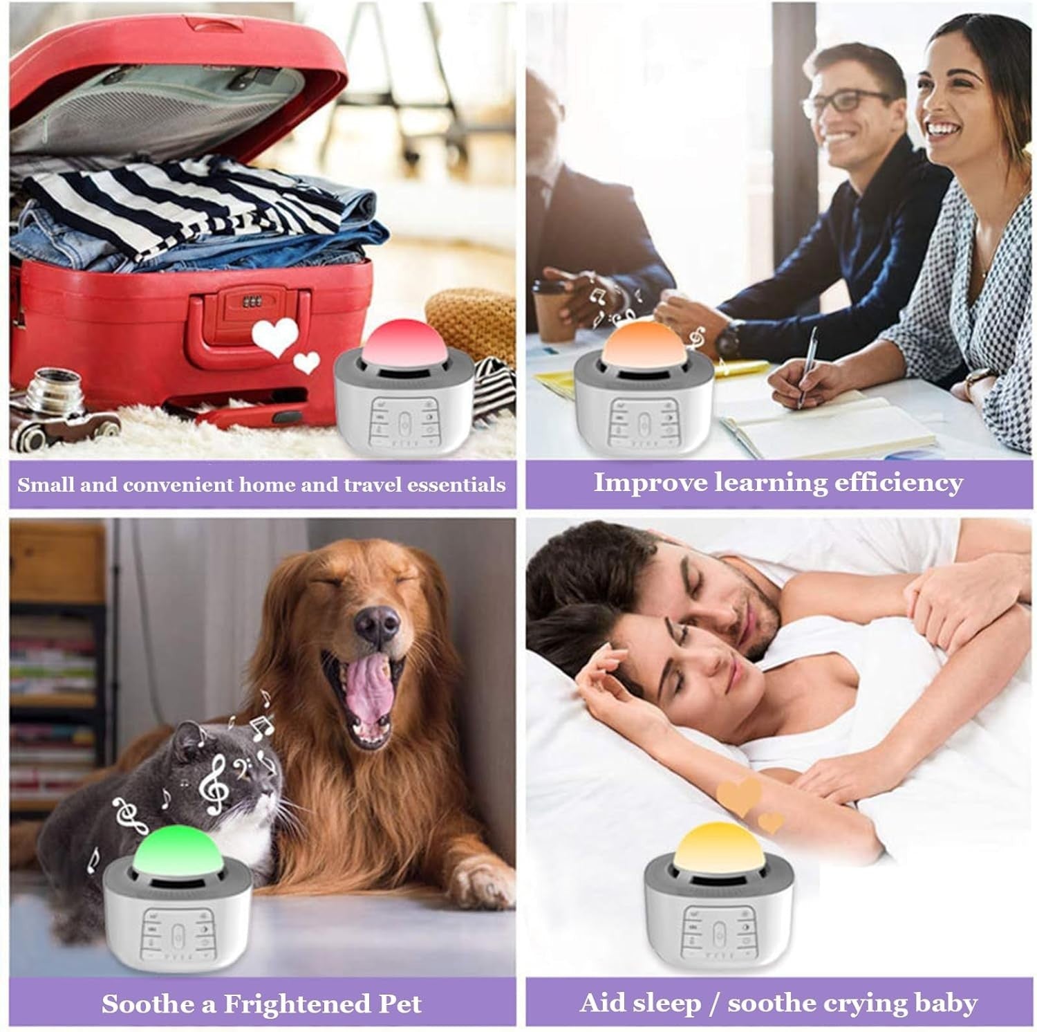 White Noise Machine for Sleep with Night Light & Travel Sound Therapy
