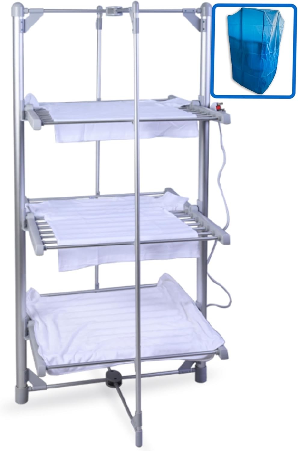 3 Tier Heated Clothes Airer with Cover XL Electric Indoor Drying Rack 300W