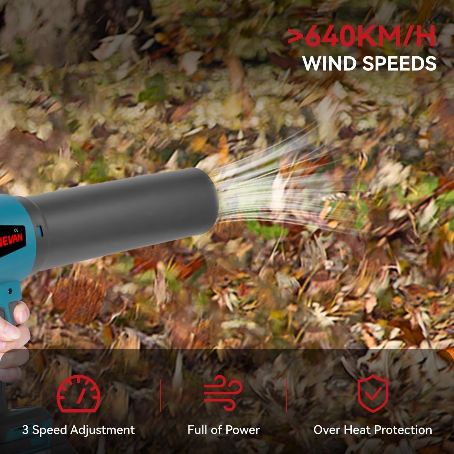 Cordless Turbo Leaf Blower 1500W Brushless High Power Electric Garden Cleaner