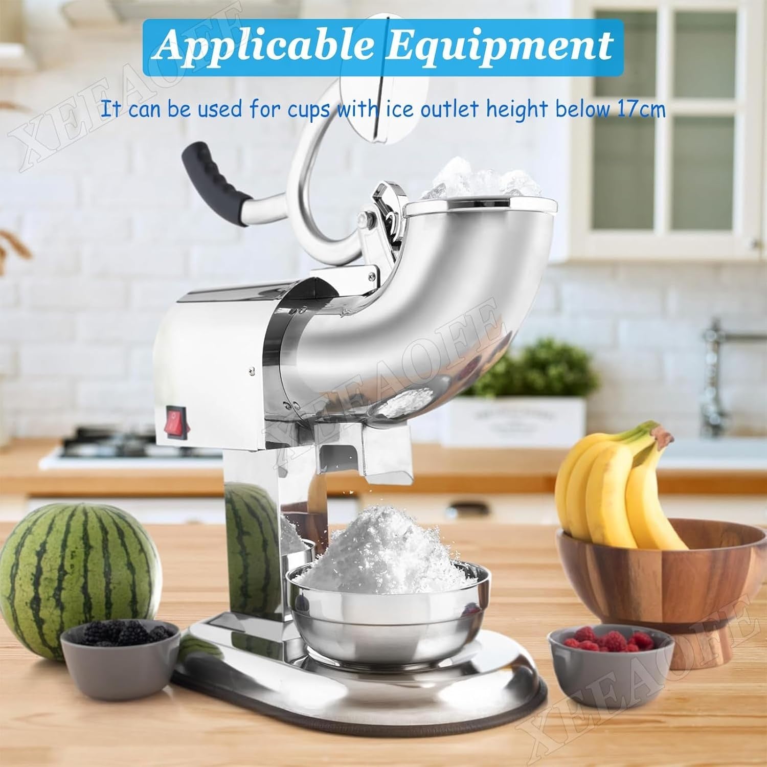 Electric Ice Crusher 350W Stainless Steel Snow Cone Slush Machine 110V