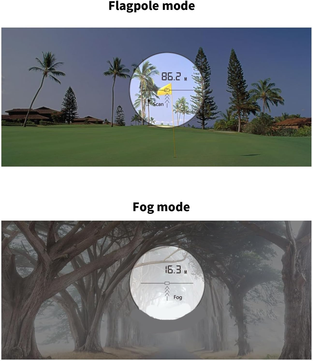 Golf Rangefinder 500M Slope 6X Magnification 4 Modes Battery Powered