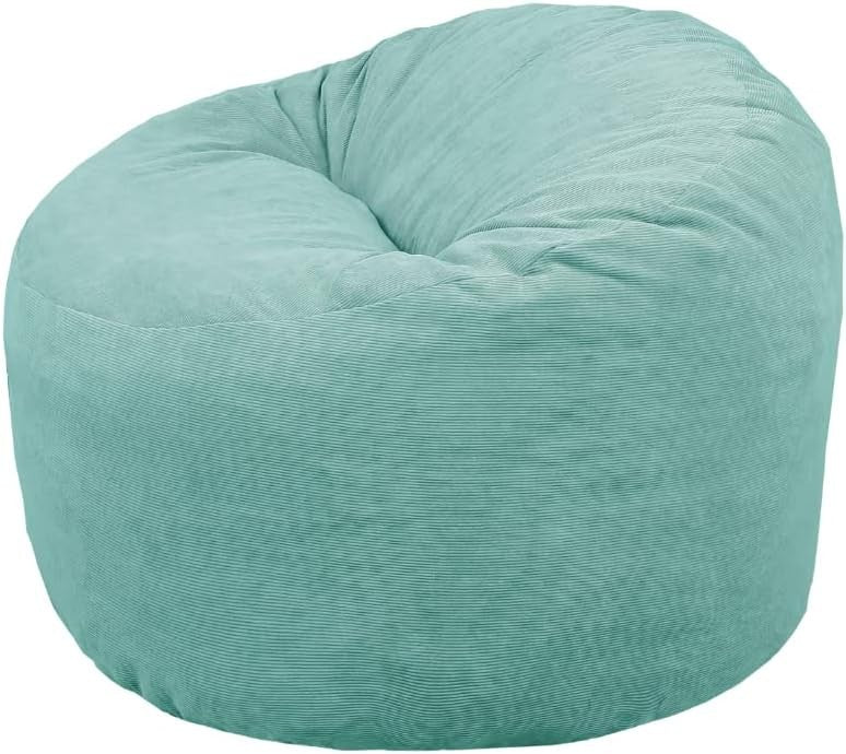 Green Corduroy Bean Bag Chair 100cm – Soft Foam Seat for Adults & Kids
