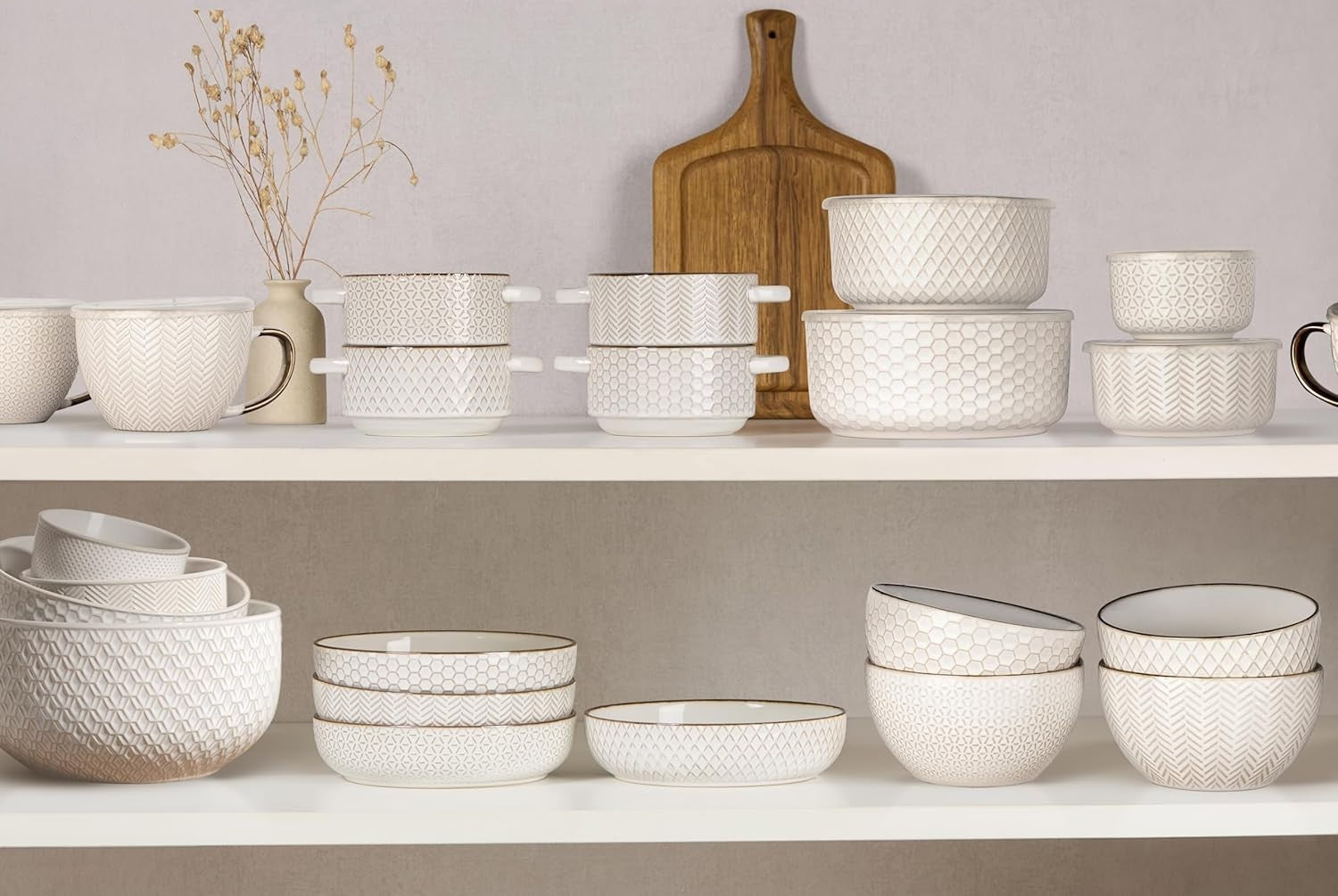Nesting Ceramic Bowls Set of 4 20-145oz Microwave Safe