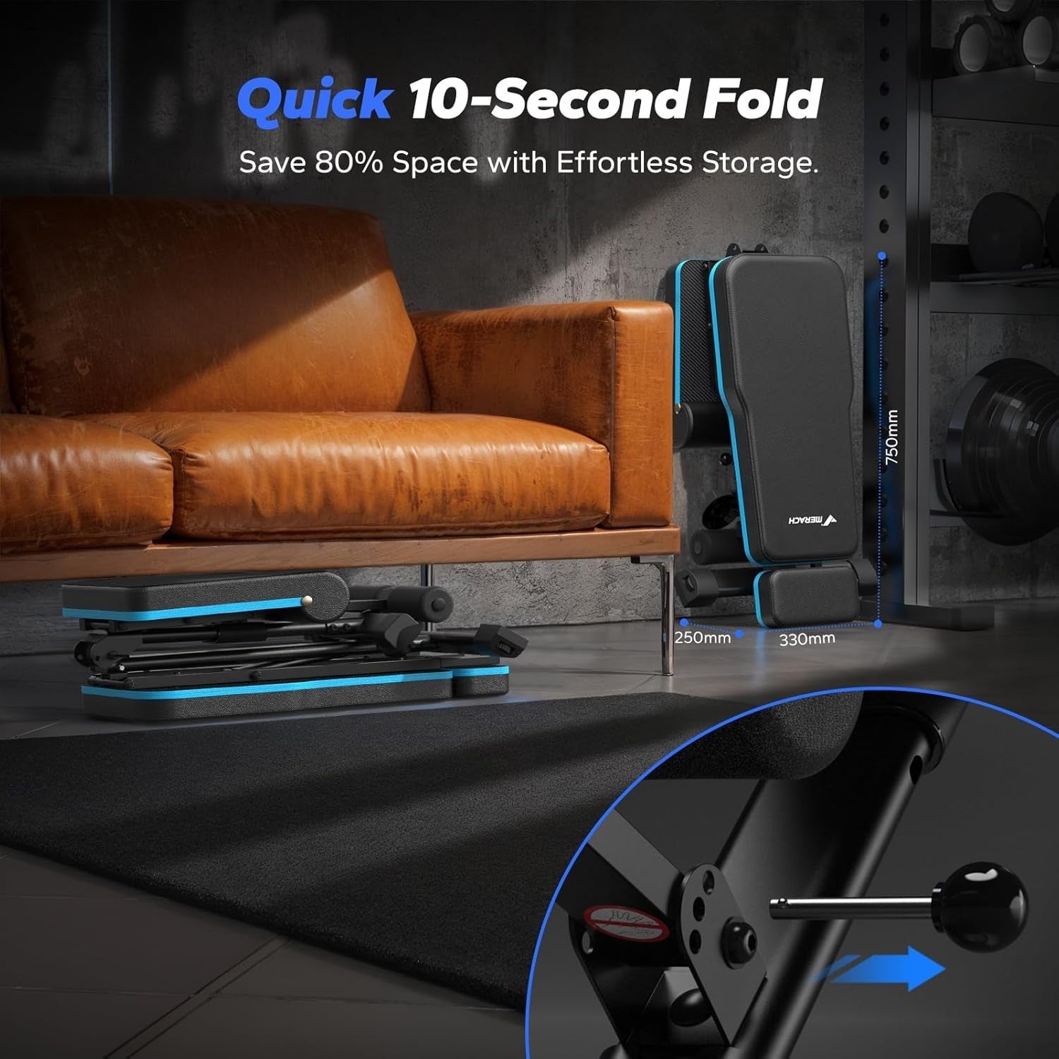 Foldable Adjustable Weight Bench 450kg Incline Full Body Home Gym