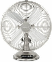 30cm Quiet Metal Table Fan – 3-Speed Retro Oscillating Cooling Silver Design