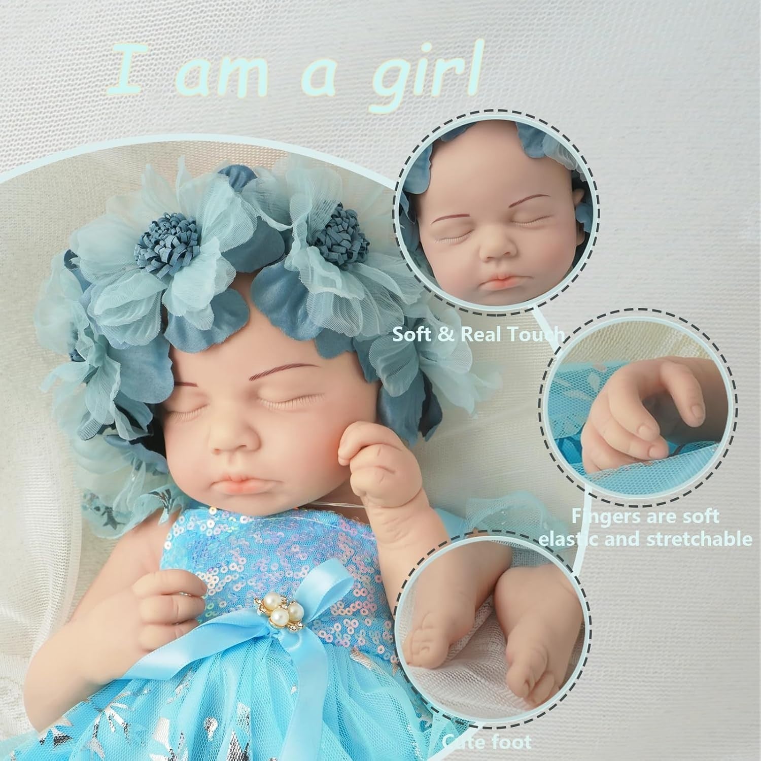 18” Full Silicone Newborn Baby Doll Ultra Realistic Sleeping Reborn