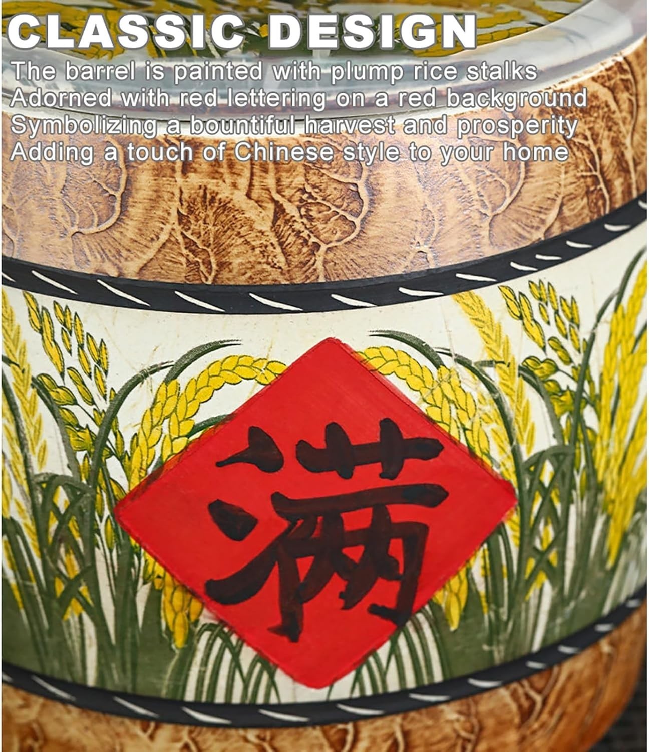 15KG Ceramic Rice Storage Bucket Airtight Grain Container