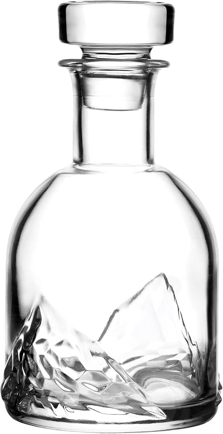 1L Whiskey Decanter Gift Set with 4 Glasses | Premium Crystal Mountain Design