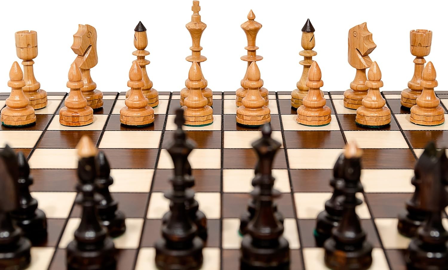 48cm Luxury Wooden Chess Set – Handcrafted Burned Board & Clear Readable Pieces