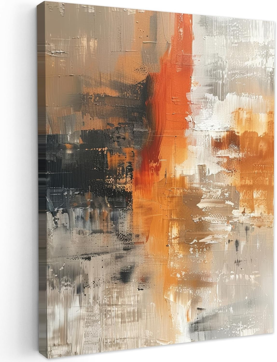 Abstract Gold Grey Canvas Wall Art 30x40cm Framed Modern Print