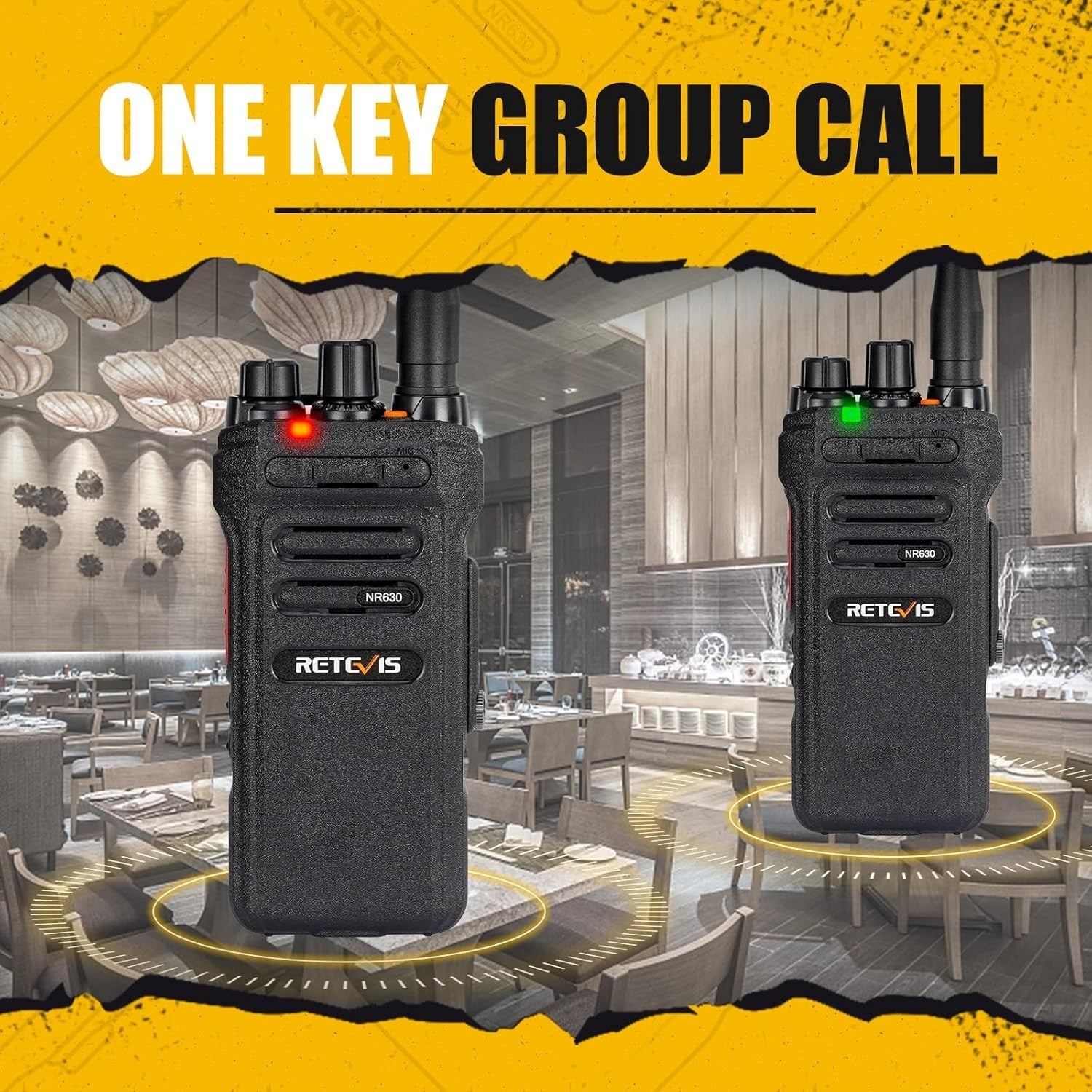 IP67 Waterproof Walkie Talkies 2 Pack Long Range 2800mAh Group Call