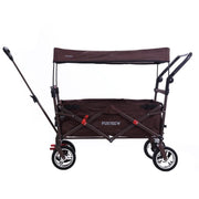 Brown Folding Kids Wagon Canopy Push Pull Cart Outdoor Transport w/ Brakes
