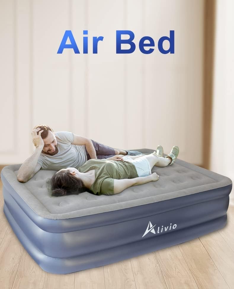 Single Inflatable Air Mattress 192x99x45cm Built-In Pump Soft Top Bed