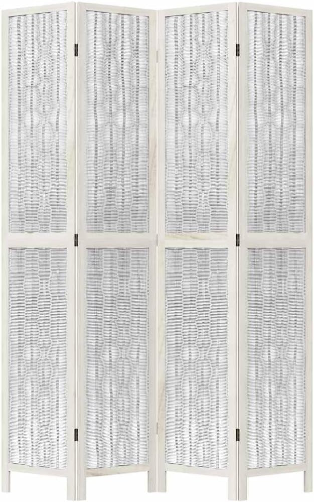 4 Panel White Wooden Folding Room Divider Screen – Privacy Partition for Bedroom