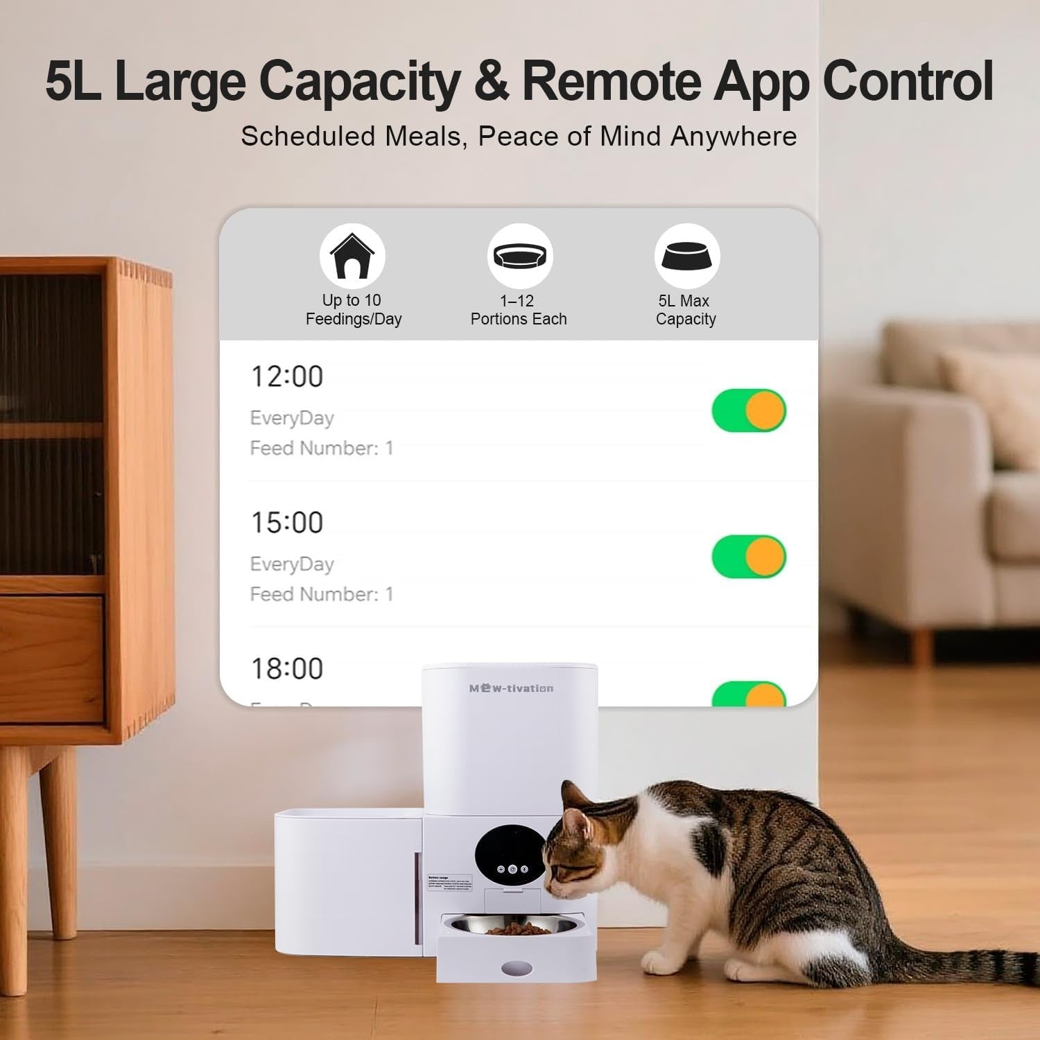 2 in 1 WiFi Automatic Cat Feeder Water Fountain 5L Food 3L Water