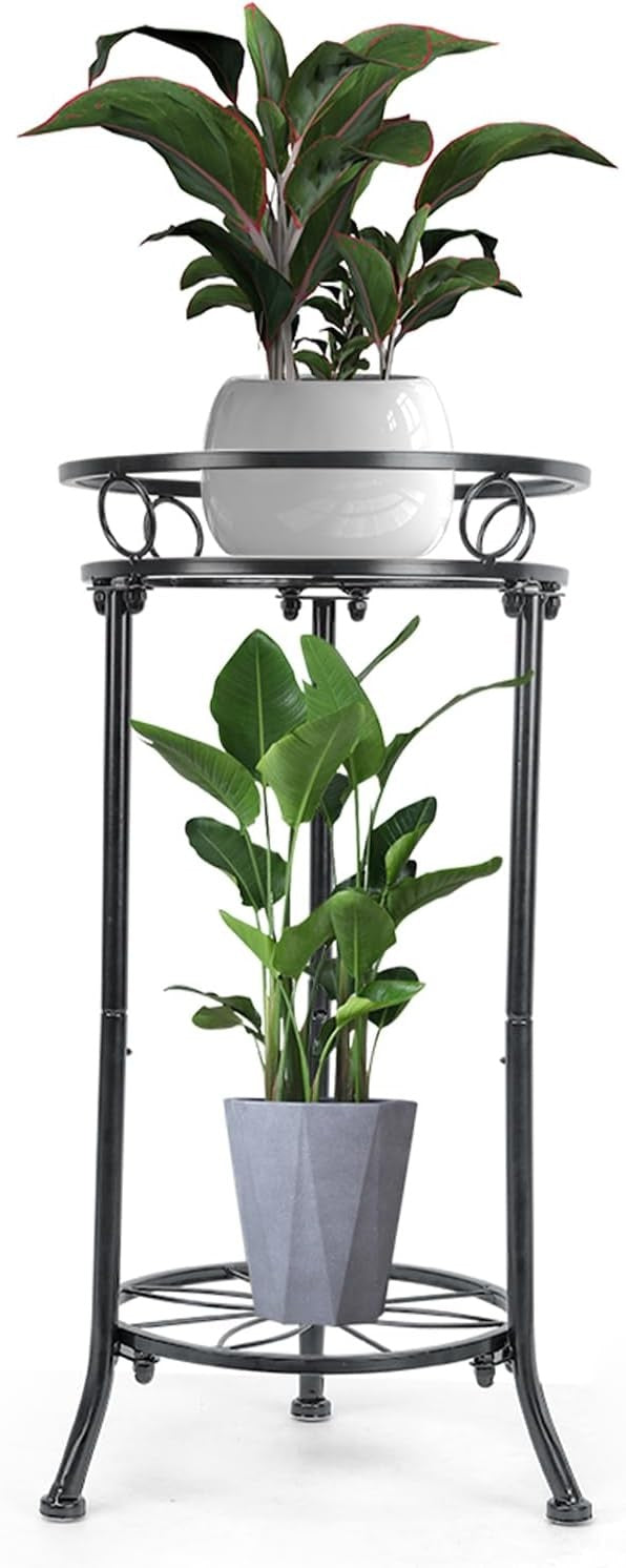2 Tier Metal Plant Stand Indoor Outdoor Tall Flower Pot Shelf Corner Display