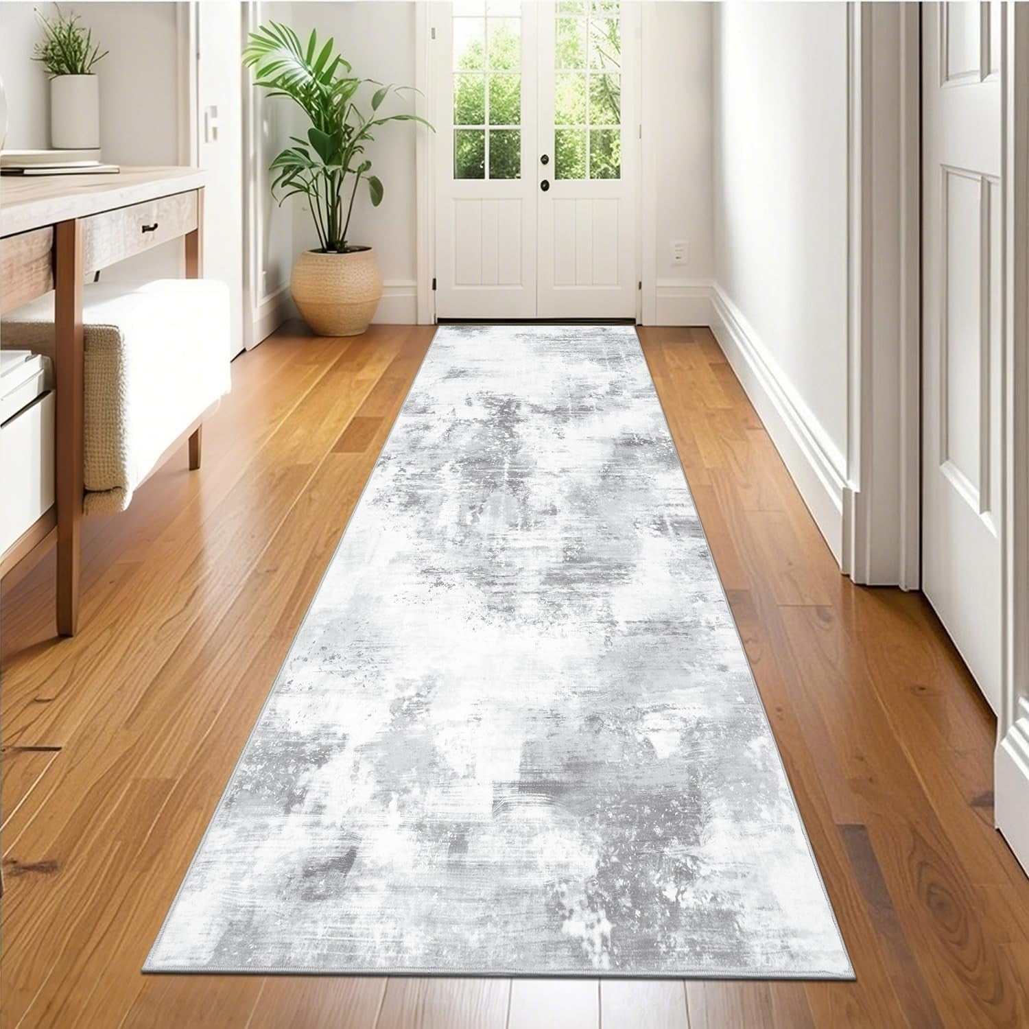 Hallway Runner Rug 80x200cm Non Slip Washable Low Pile Modern Hall Carpet
