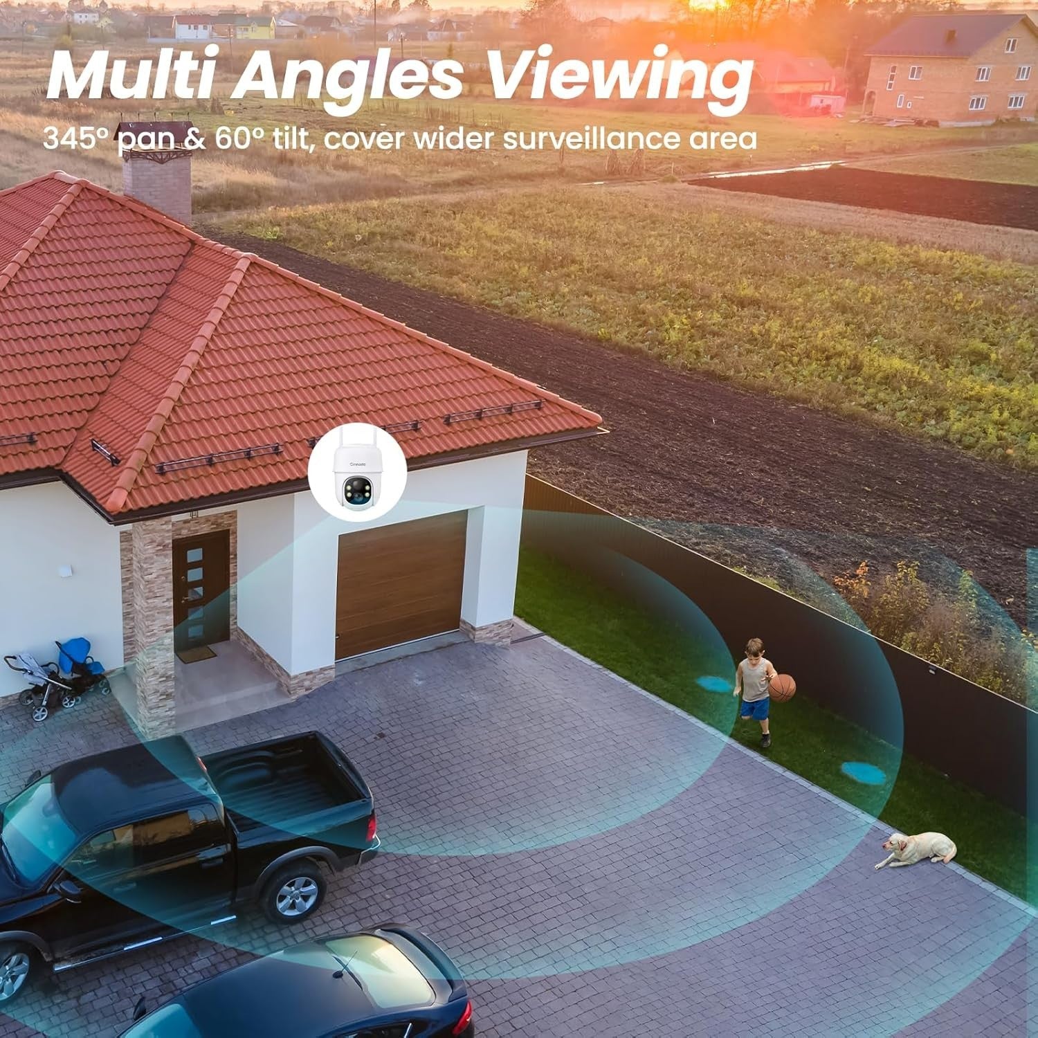 2K Solar Security Camera Wireless Outdoor PTZ Color Night Vision