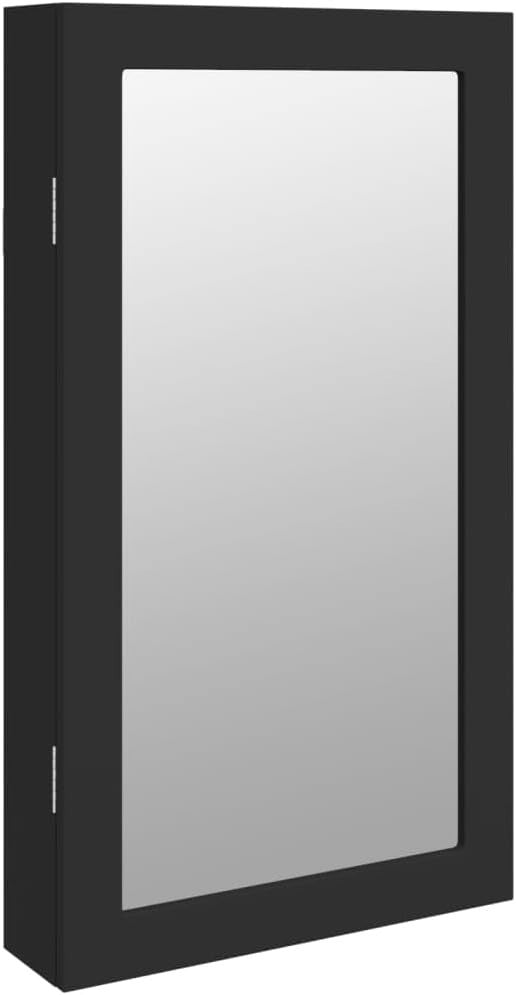 LED Jewelry Cabinet Mirror Lockable Wall or Door Mount Organizer Black