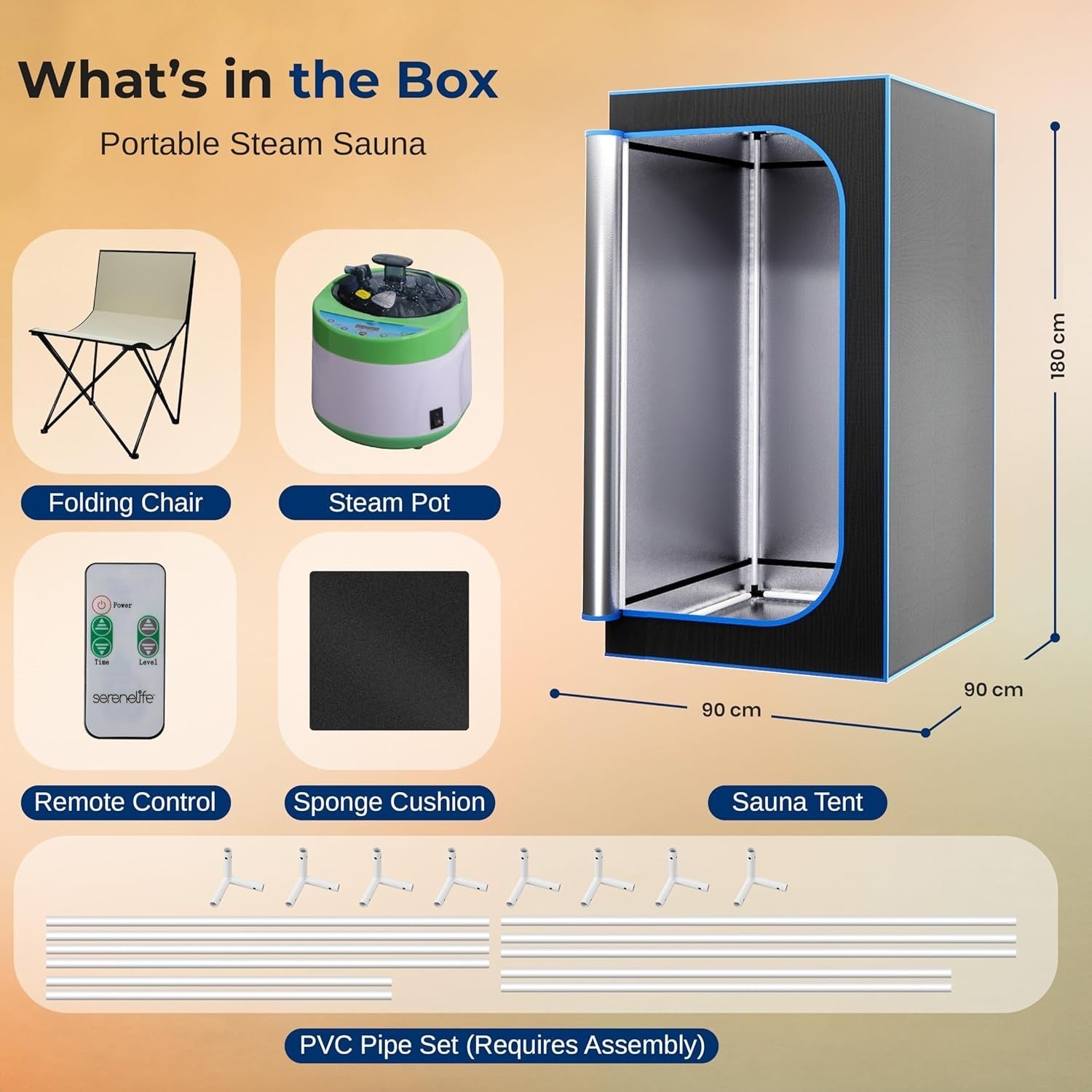 Portable Steam Sauna Tent – Infrared Home Sauna with Timer, Remote & Chair