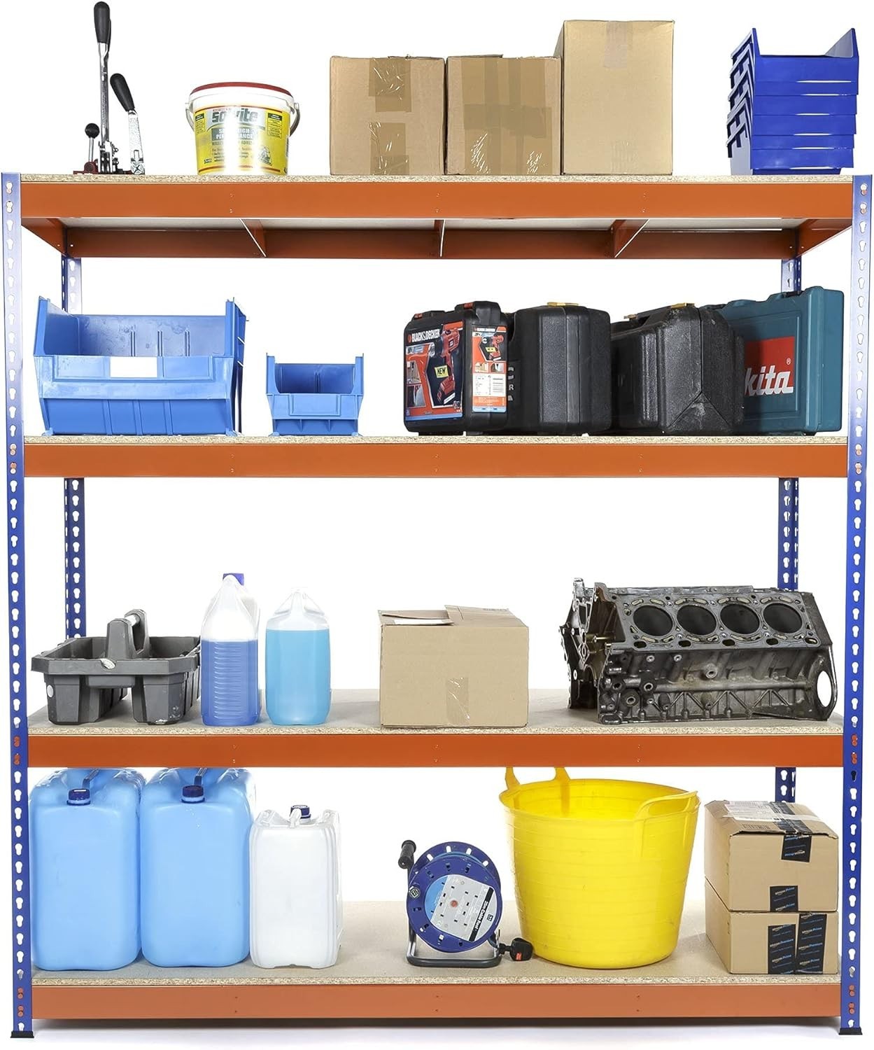 Heavy Duty 4-Tier Garage Shelf 500KG per Shelf 180x180x60cm Metal