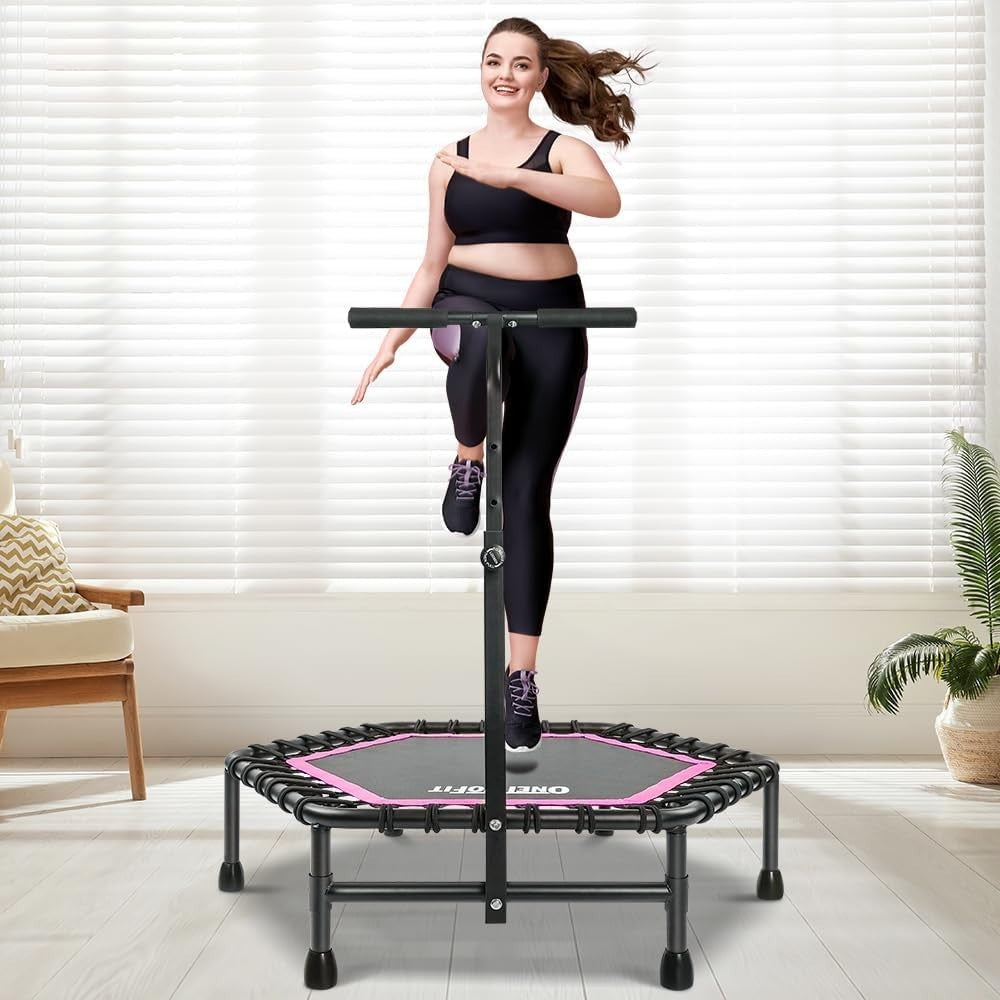 45in Silent Fitness Rebounder Adjustable Handle Indoor Bungee