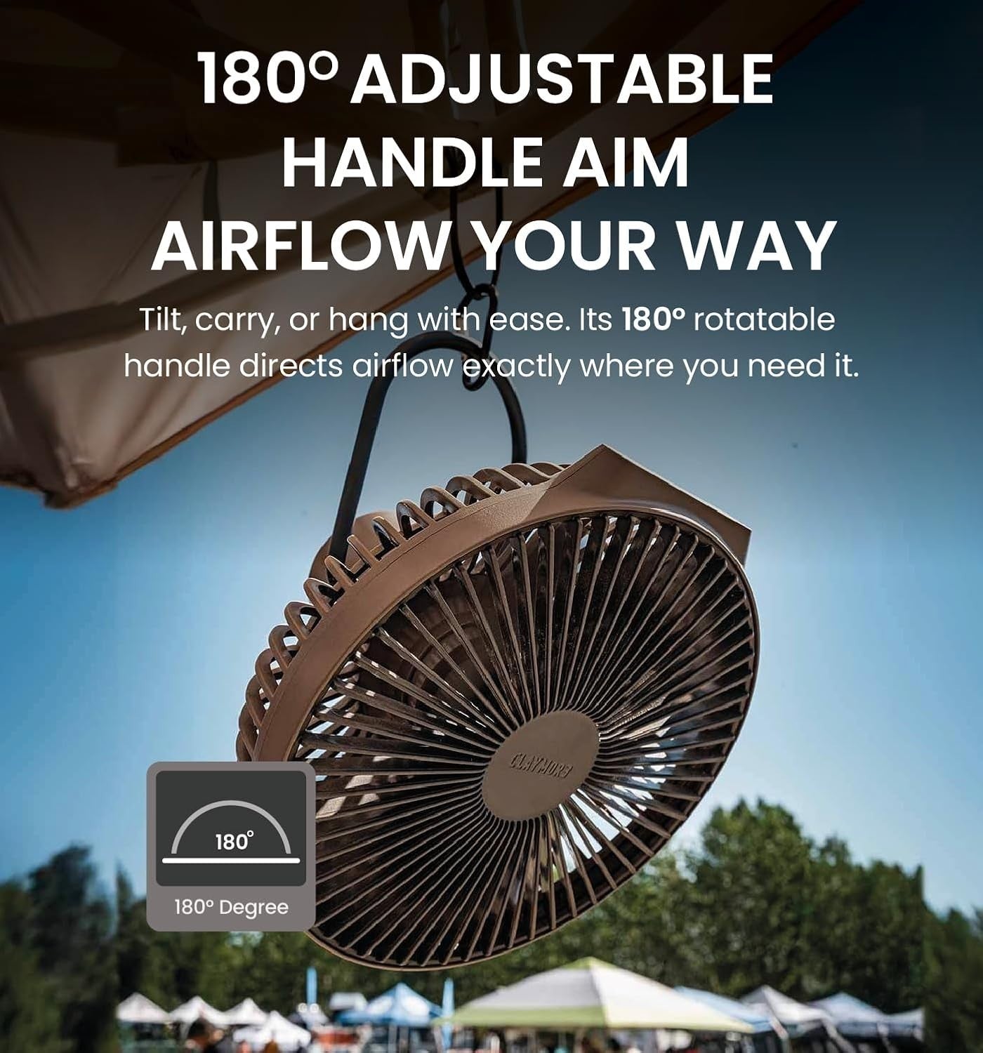 Portable Rechargeable Fan – 10400mAh Battery 4-Speed Remote w/ USB Power Bank