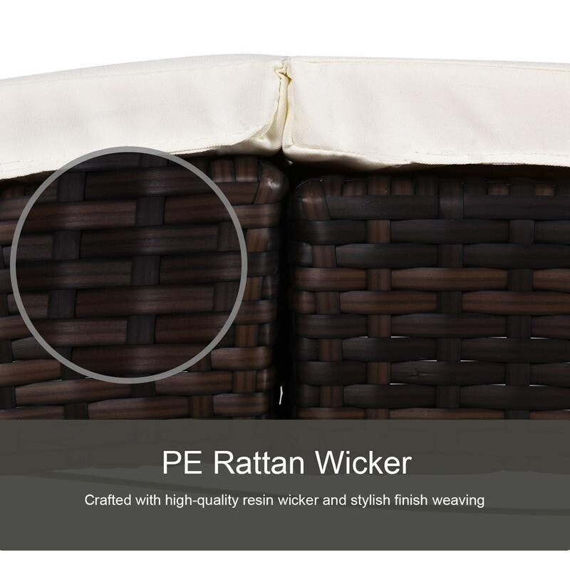 Rattan Sun Lounger Recliner Chair Foldable Garden Bed with Cushion Outdoor