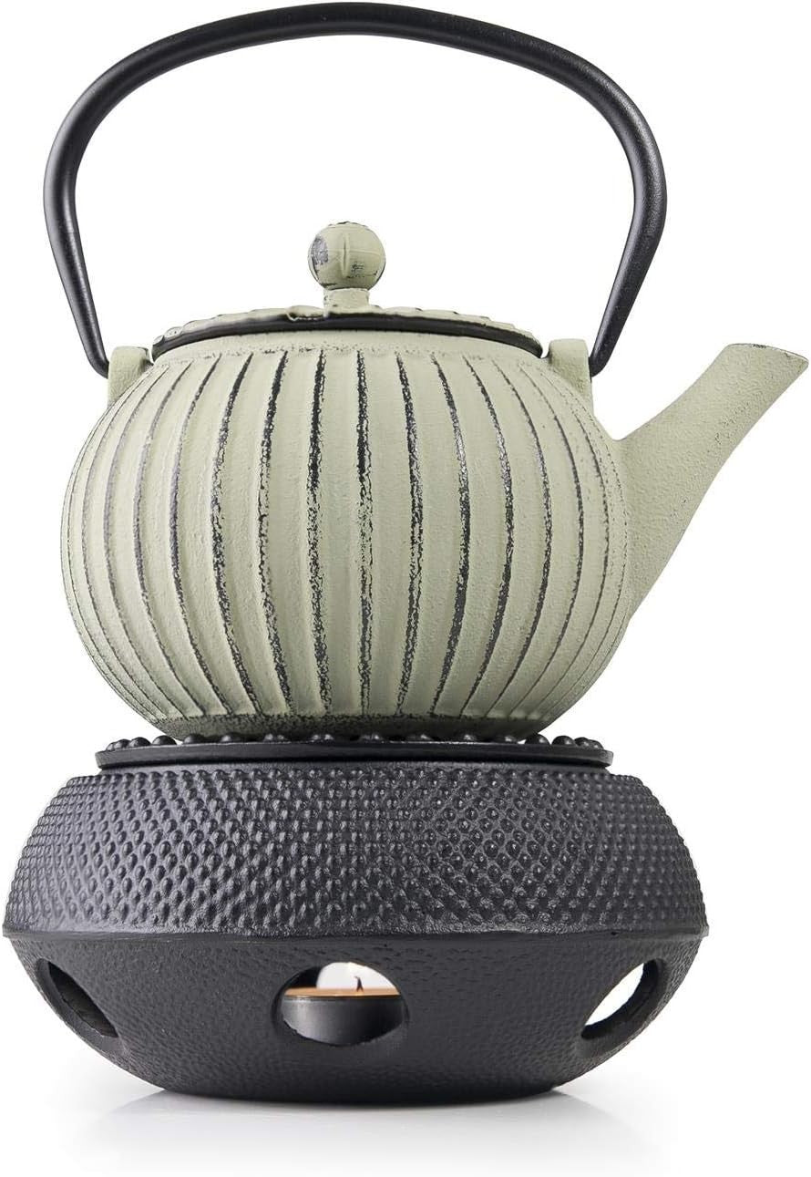 Cast Iron Teapot Warmer 14cm Candle Heated Tea Pot Stand Black