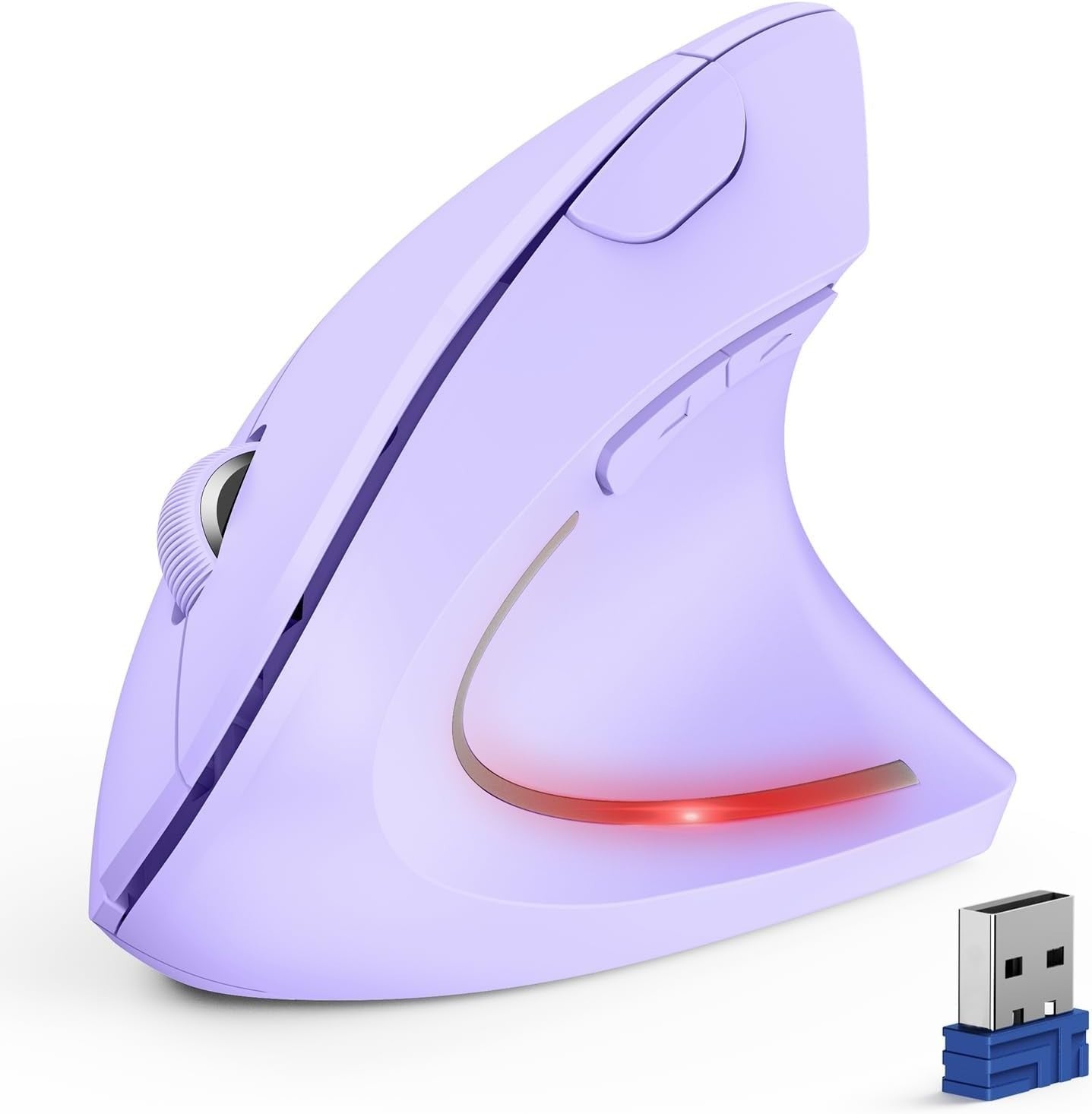 Vertical Ergonomic Wireless Mouse 4800 DPI Silent 6 Button Purple