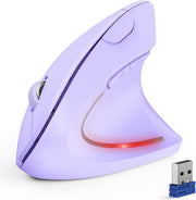 Vertical Ergonomic Wireless Mouse 4800 DPI Silent 6 Button Purple