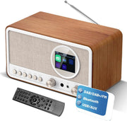 White DAB DAB+ FM Digital Radio Bluetooth Alarm Clock Retro Speaker Remote