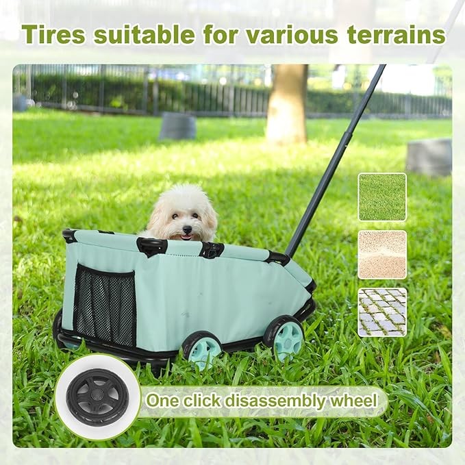 Mini Pet Wagon Pull Handle Foldable Dog Carrier Cart with Wheels Travel