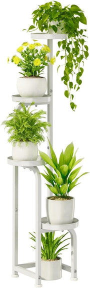 4 Tier White Metal Plant Stand Indoor Outdoor Spiral Flower Shelf
