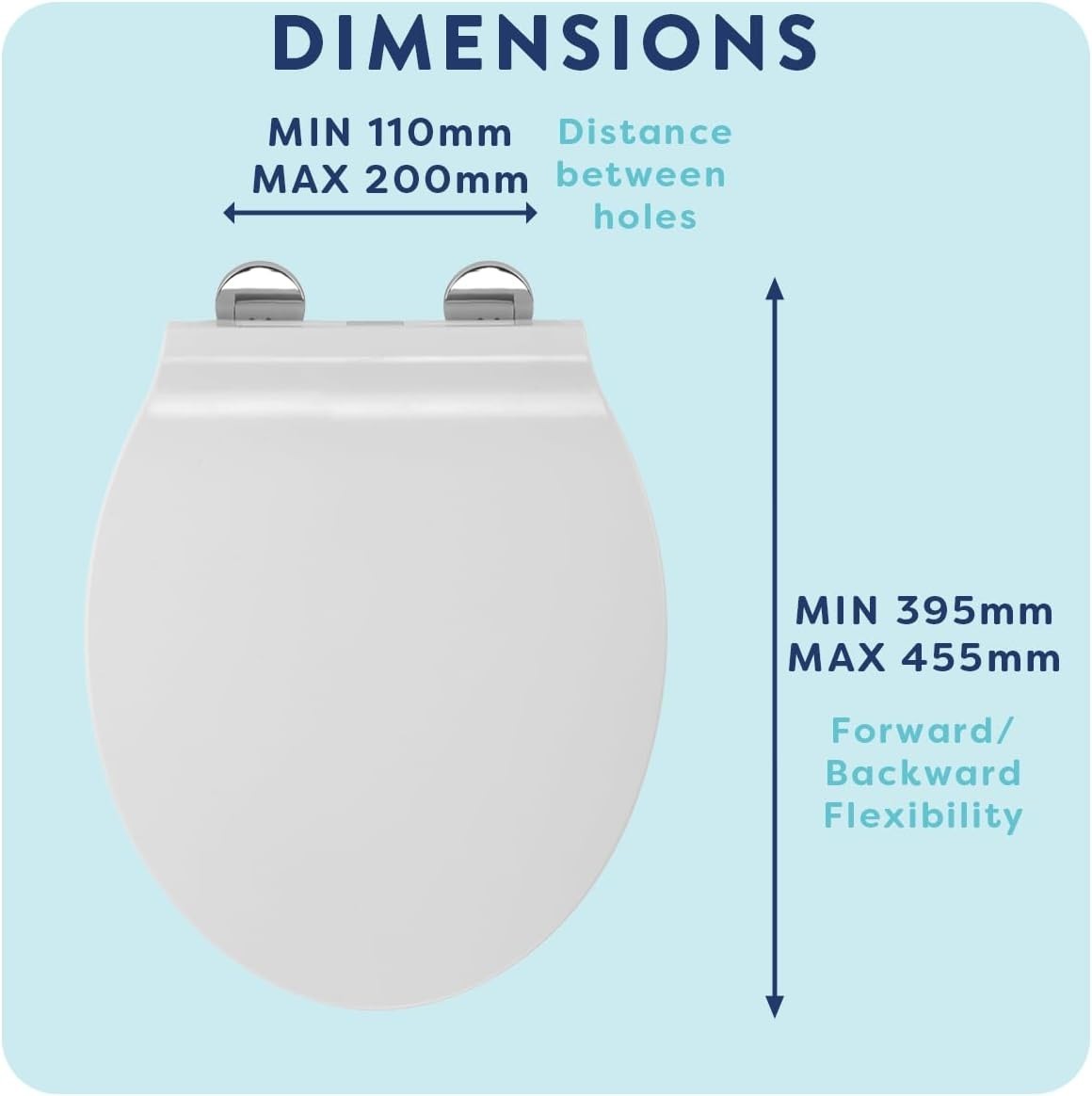 White Oval Slimline Toilet Seat Soft Close Quick Release Antibacterial