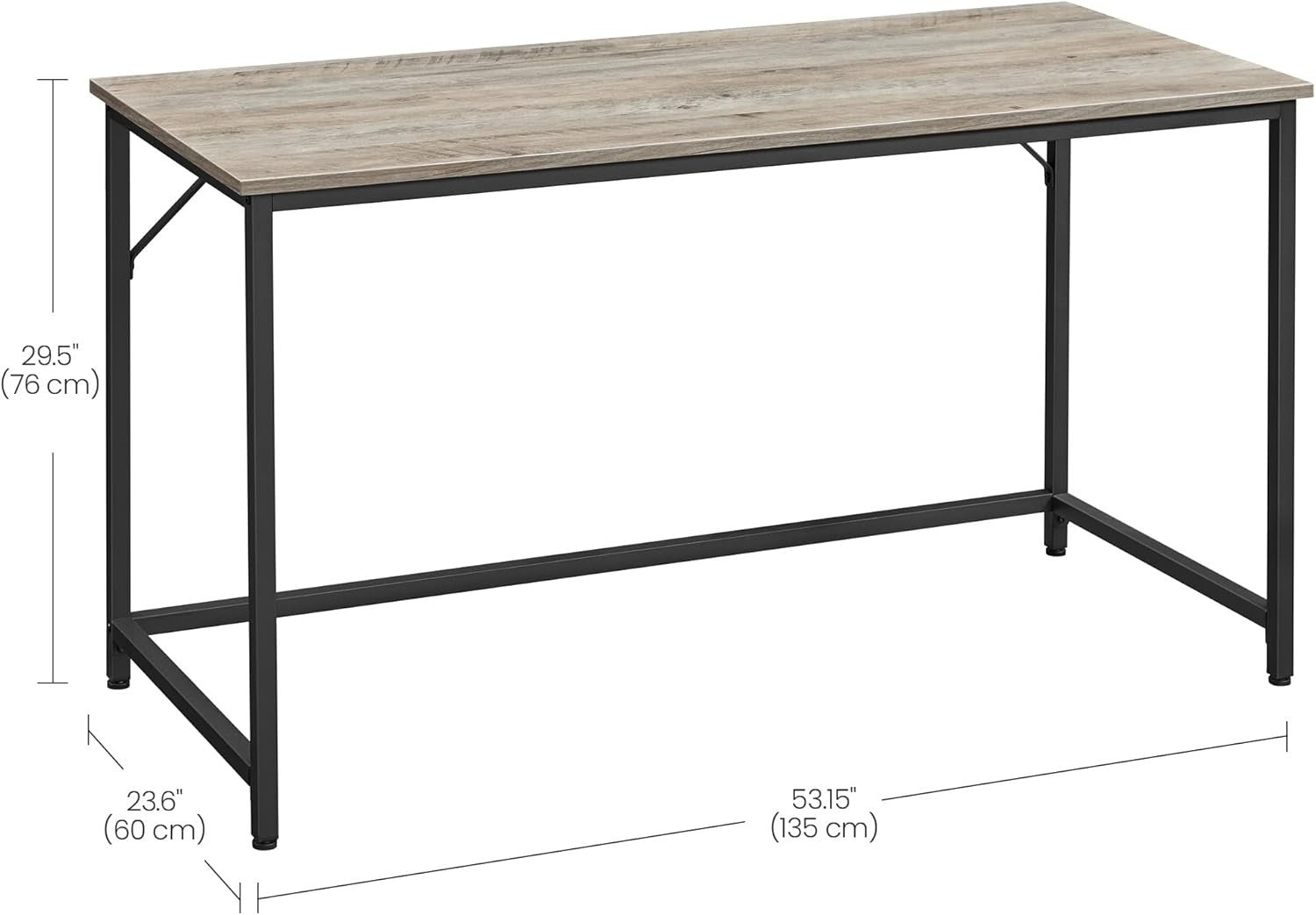 Modern Industrial Office Desk 135 x 60cm Greige & Black Table