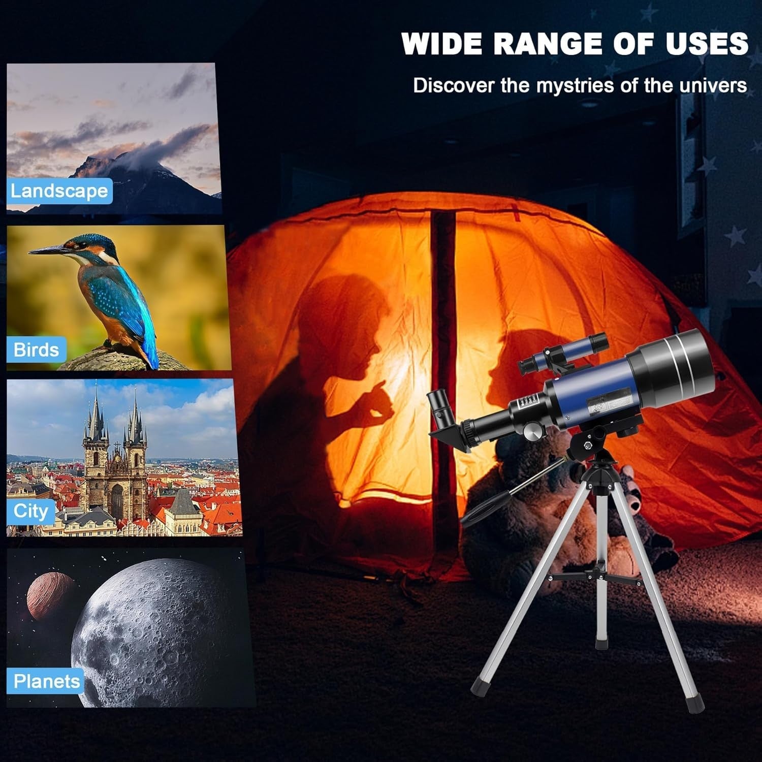 70mm Beginner Telescope for Kids & Adults with Tripod & Phone Adapter