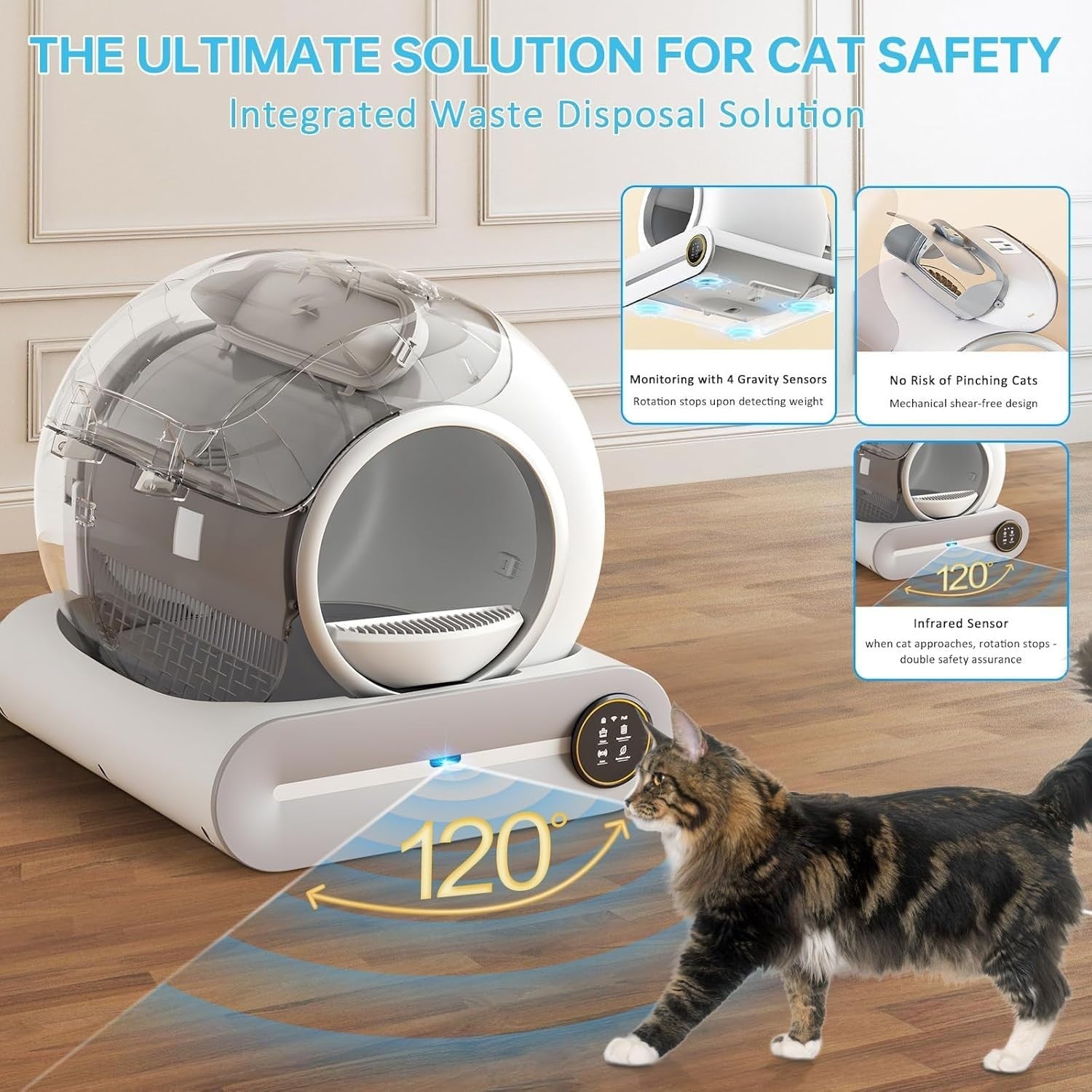 Self Cleaning Cat Litter Box App Control Auto Deodorizing Smart XL