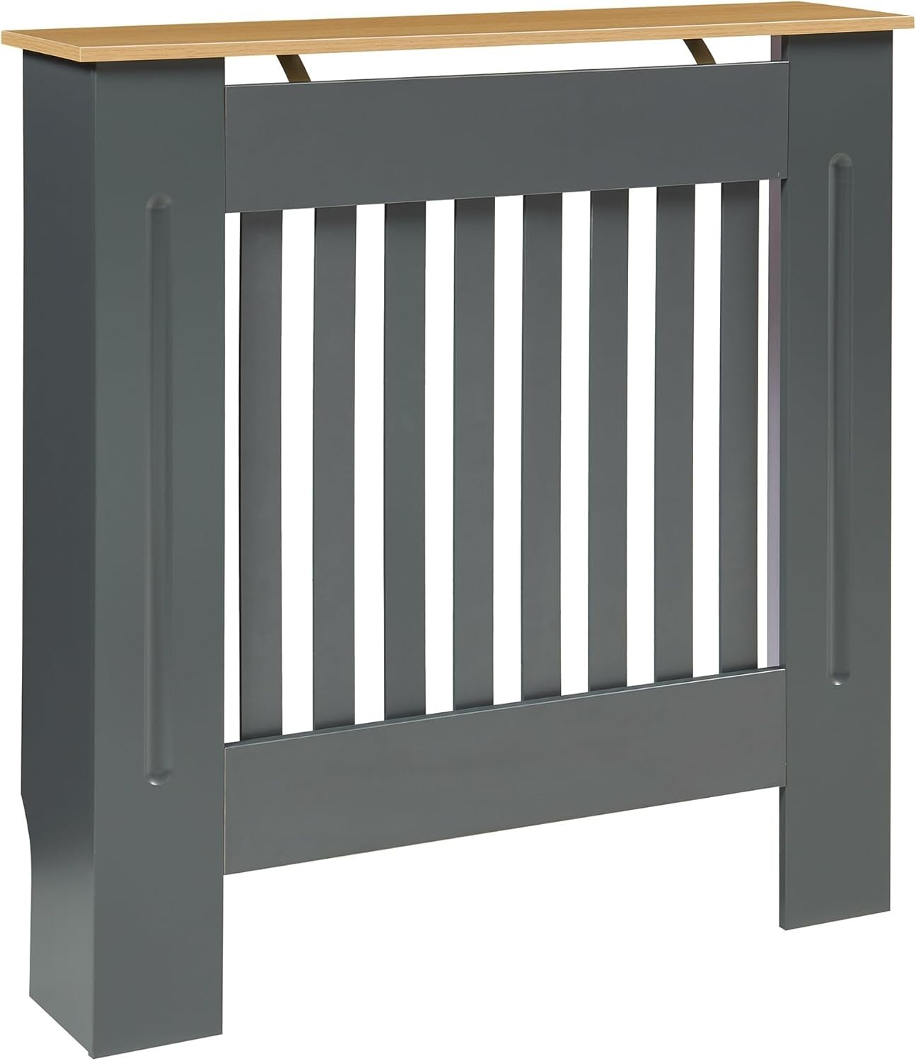 Grey Radiator Cover Small 78cm Wooden Cabinet with Wood Top & Slatted Grill