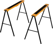 2x Folding Sawhorse Workbench Set Metal Trestles Non-Slip EVA Surface 125kg