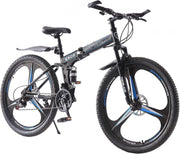 Foldable 26" Mountain Bike 21-Speed Dual Suspension Off-Road MTB