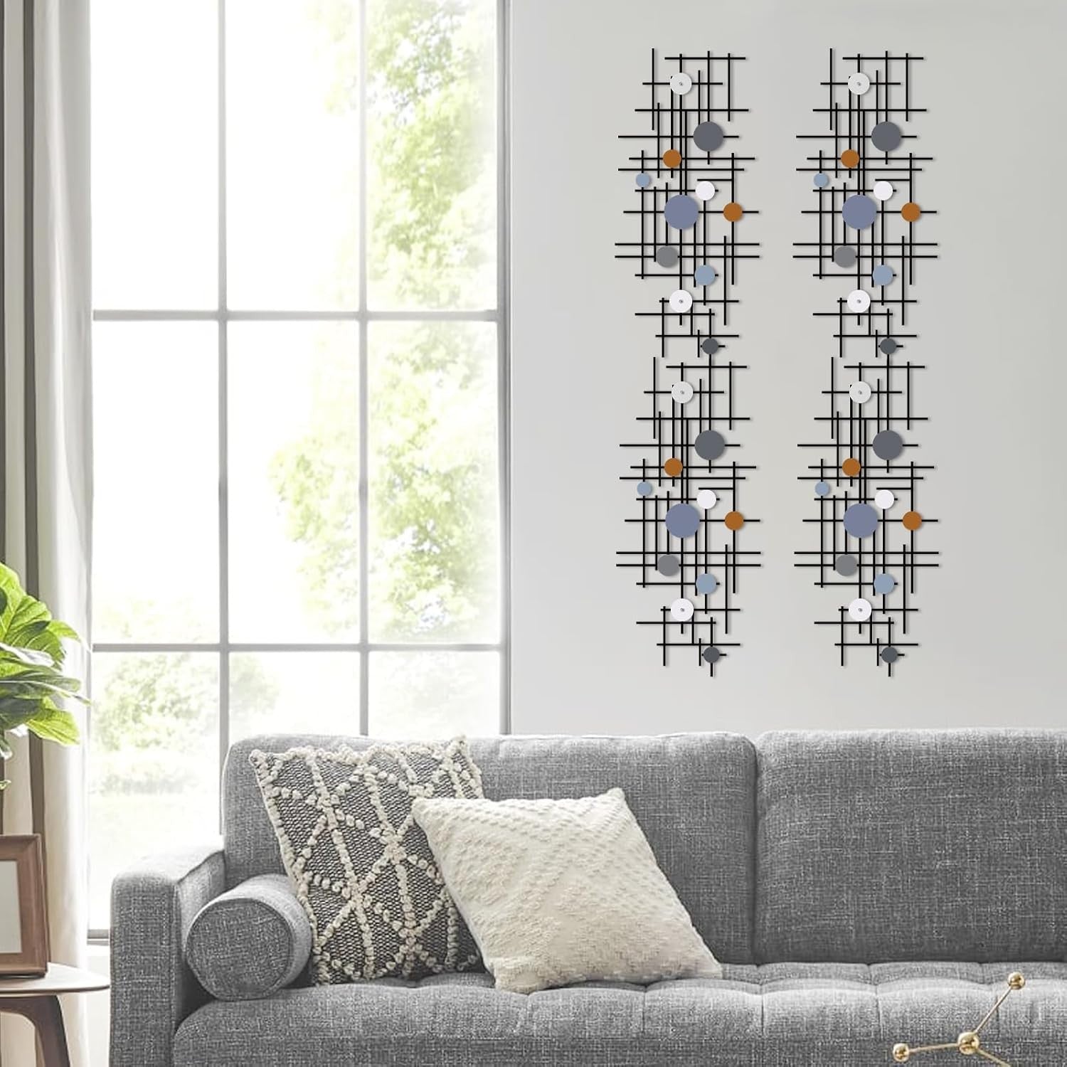 Set of 2 Geometric Metal Wall Art Modern Abstract 3D Decor