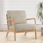Light Grey Mid Century Accent Chair Wood Frame Lounge Armchair