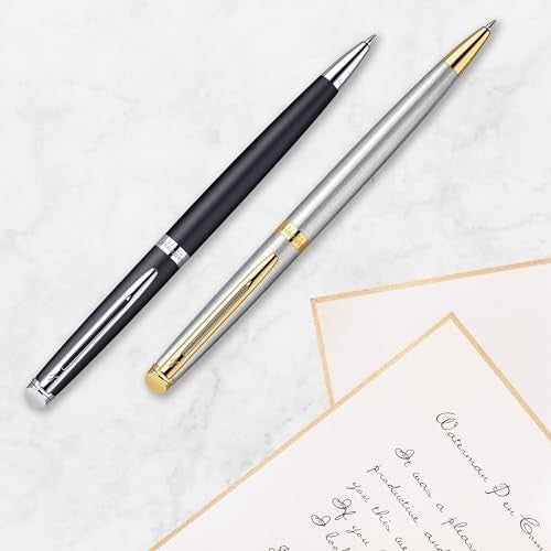 Luxury Ballpoint Pen – Stainless Steel Chrome Trim, Medium Blue Ink, Refillable