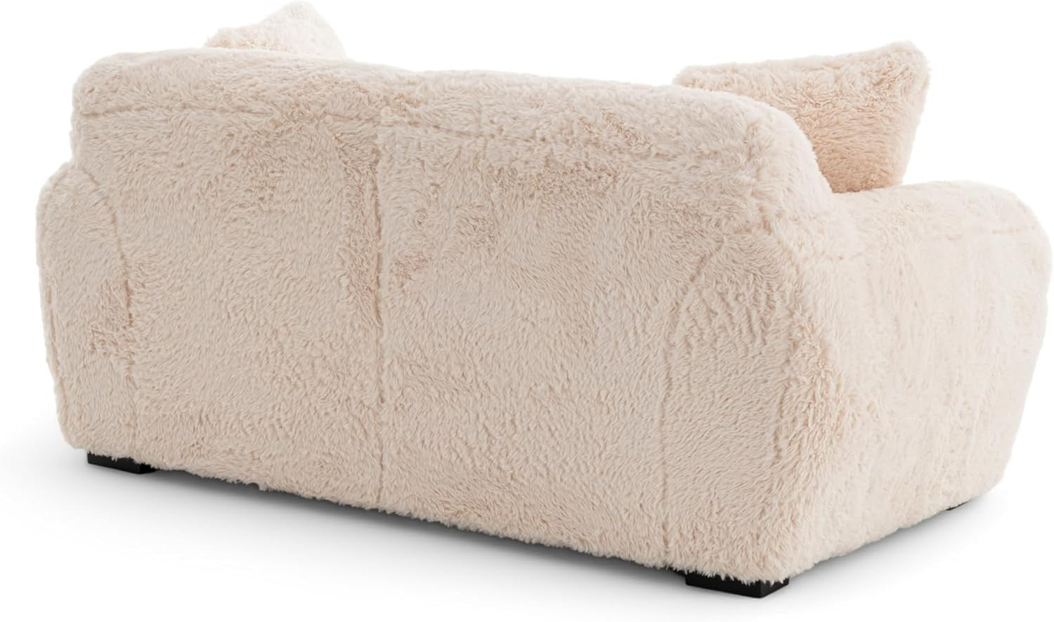 Teddy Sofa 2 Seater Cream Faux Fur, Deep Plush Seat, Fluffy Modern Couch