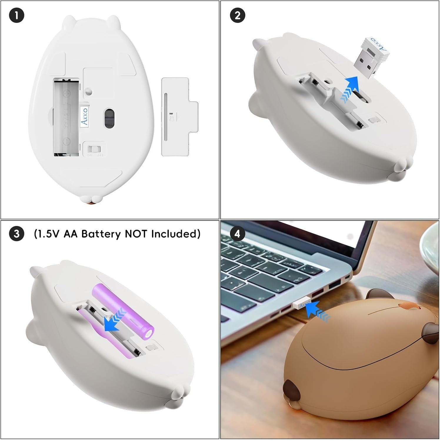 Cute Capybara Wireless Mouse 3200 DPI Bluetooth Silent PC