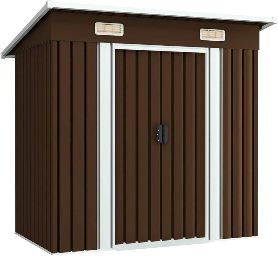 Metal Garden Shed 6.3x4FT Outdoor Storage House with Sliding Doors & Air Vents