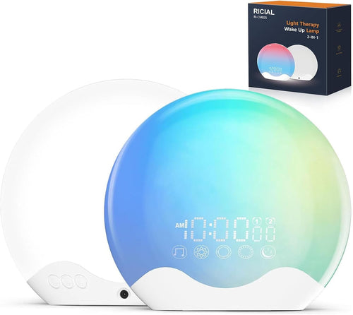 10,000 Lux Light Therapy Lamp Sunrise Alarm Clock Sleep Aid Dimmable